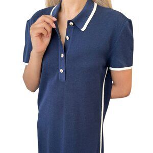 CHANEL Vintage 96C CC Logo Polo Dress One-Piece Button #42 Navy White [105637]